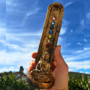 Porta Incenso Torre Buda 7 Chakras em Resina